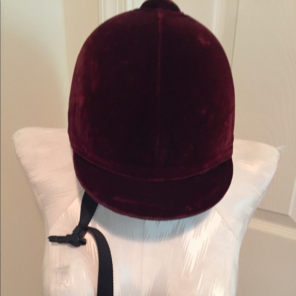Vintage Essex Deluxe riding cap burgundy velvet 58 - Picture 1 of 11